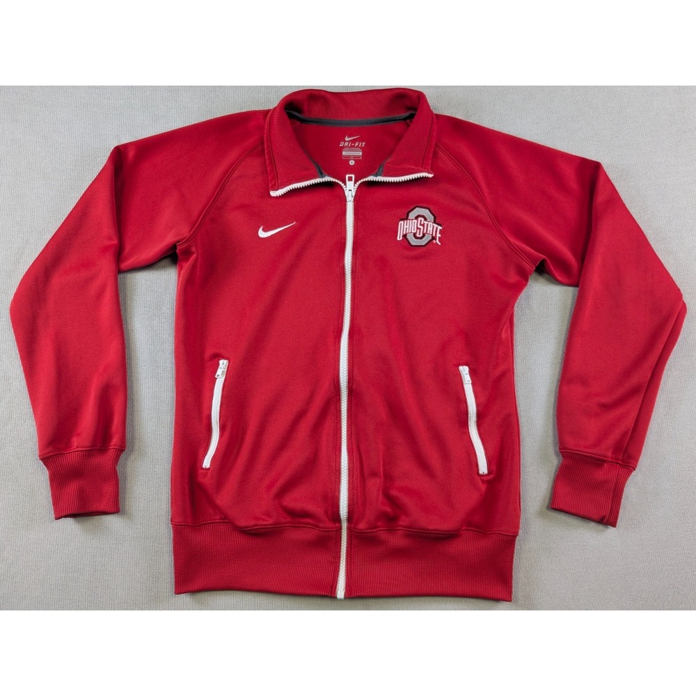 Ohio State Buckeyes Jacket Womens Large Red Nike Dri-Fit Training Full Zip OSU